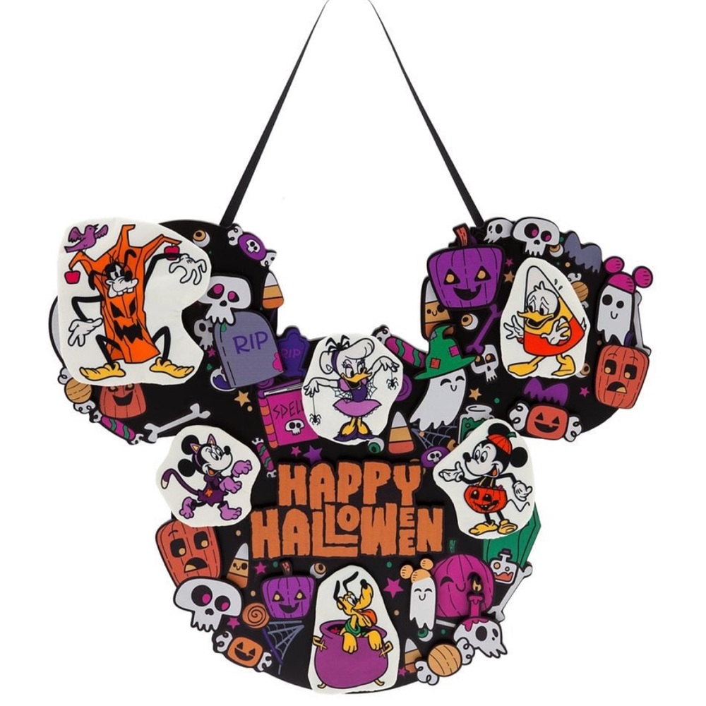 New Disney parks Halloween Mickey shaped wreath home decor One size